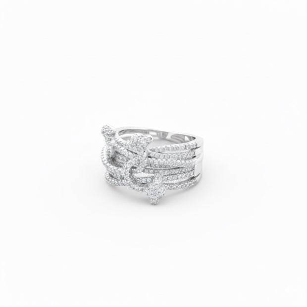 Interwoven Multi-Band Knot Statement Ring