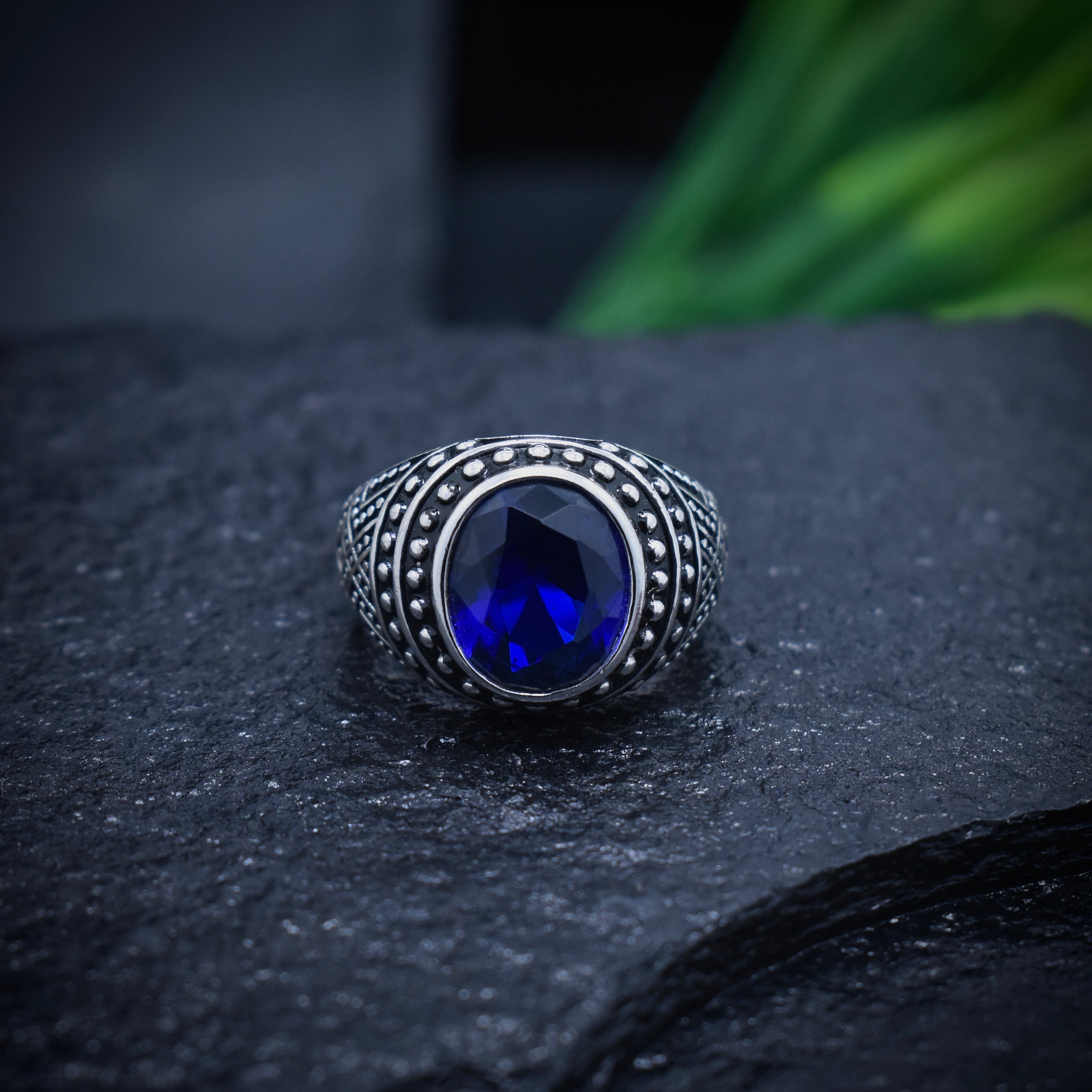 Antique Silver Royal Blue Ring