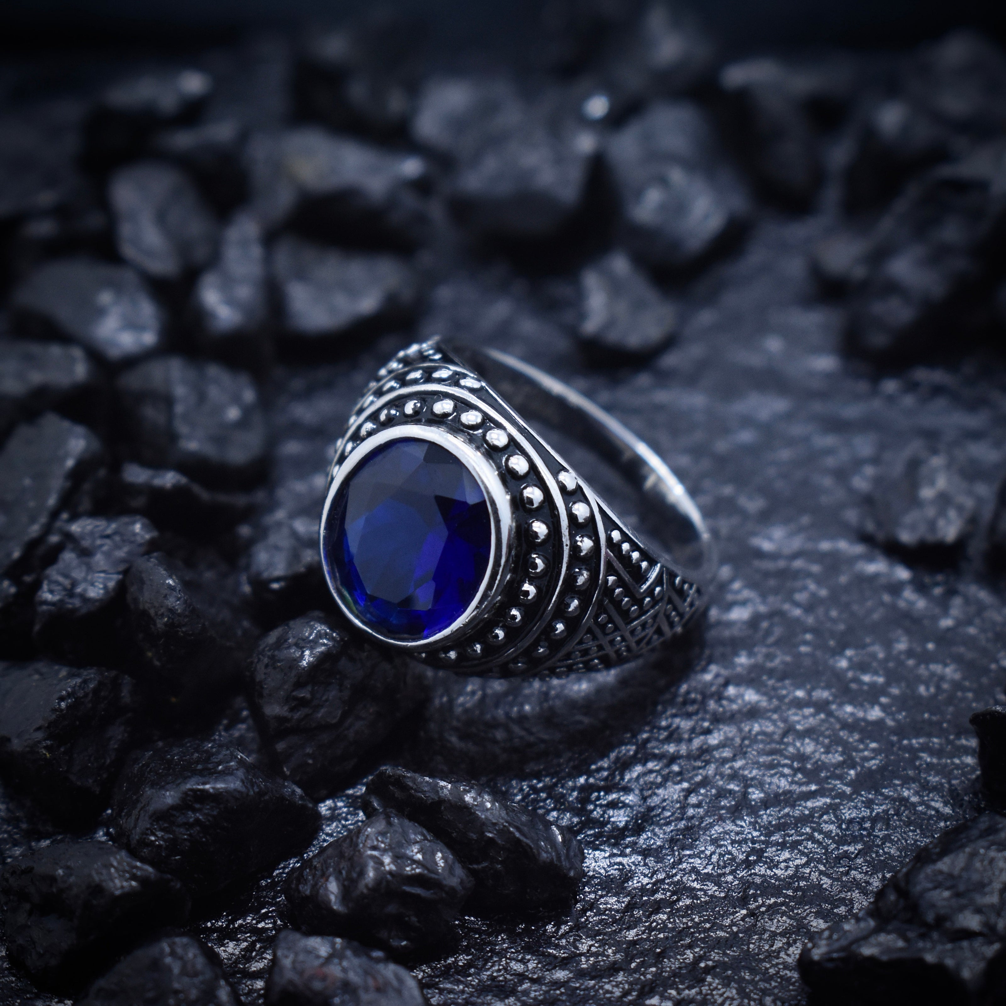 Antique Silver Royal Blue Ring