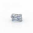 Multi-Row Crisscross Blue Baguette & Pavé Statement Ring