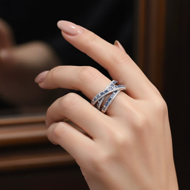 Silver Emerald Cut Bar Ring