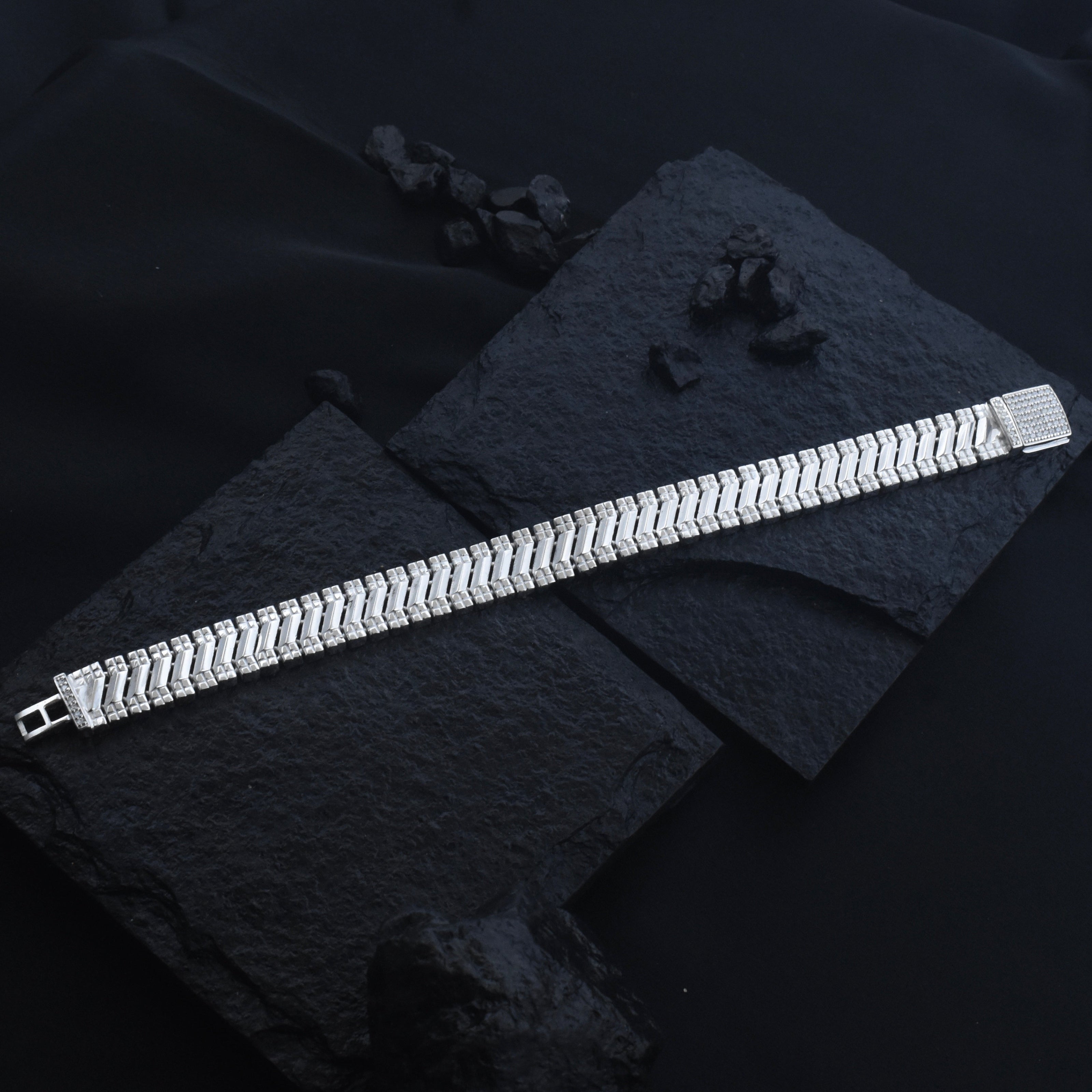 Grid Weave Silver Bracelet