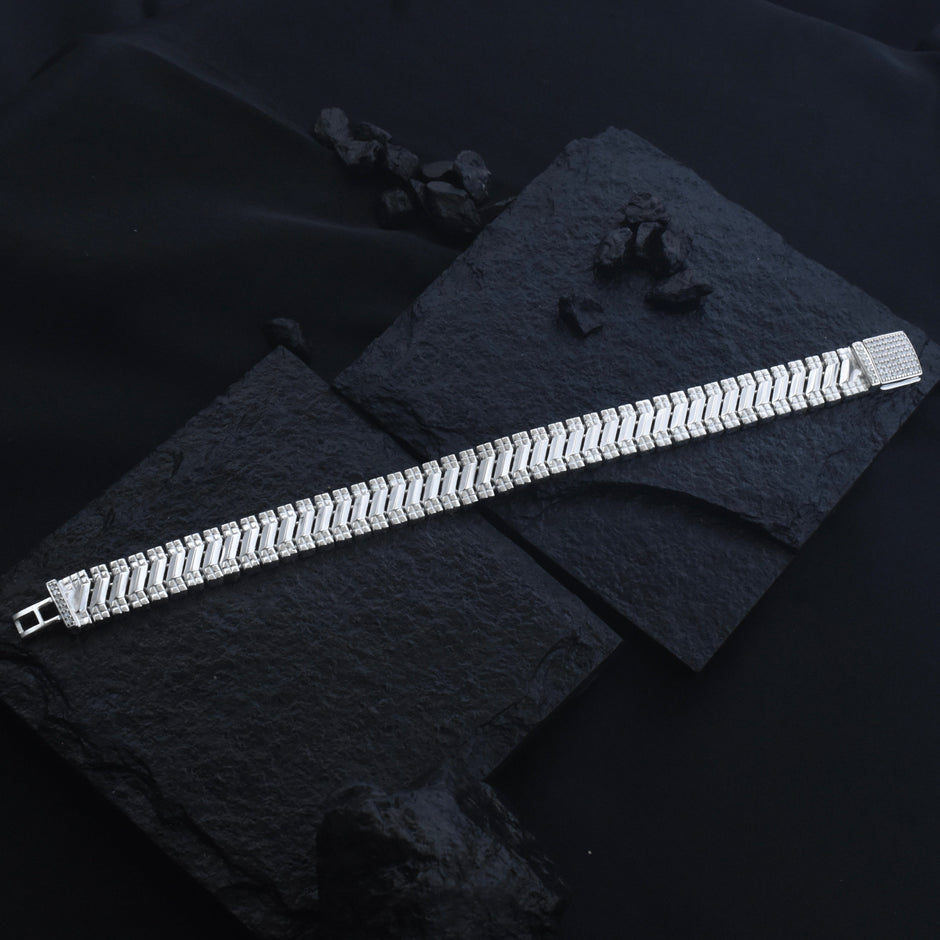 Grid Weave Silver Bracelet