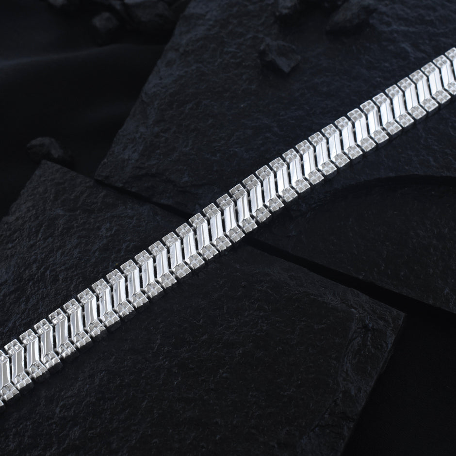 Grid Weave Silver Bracelet