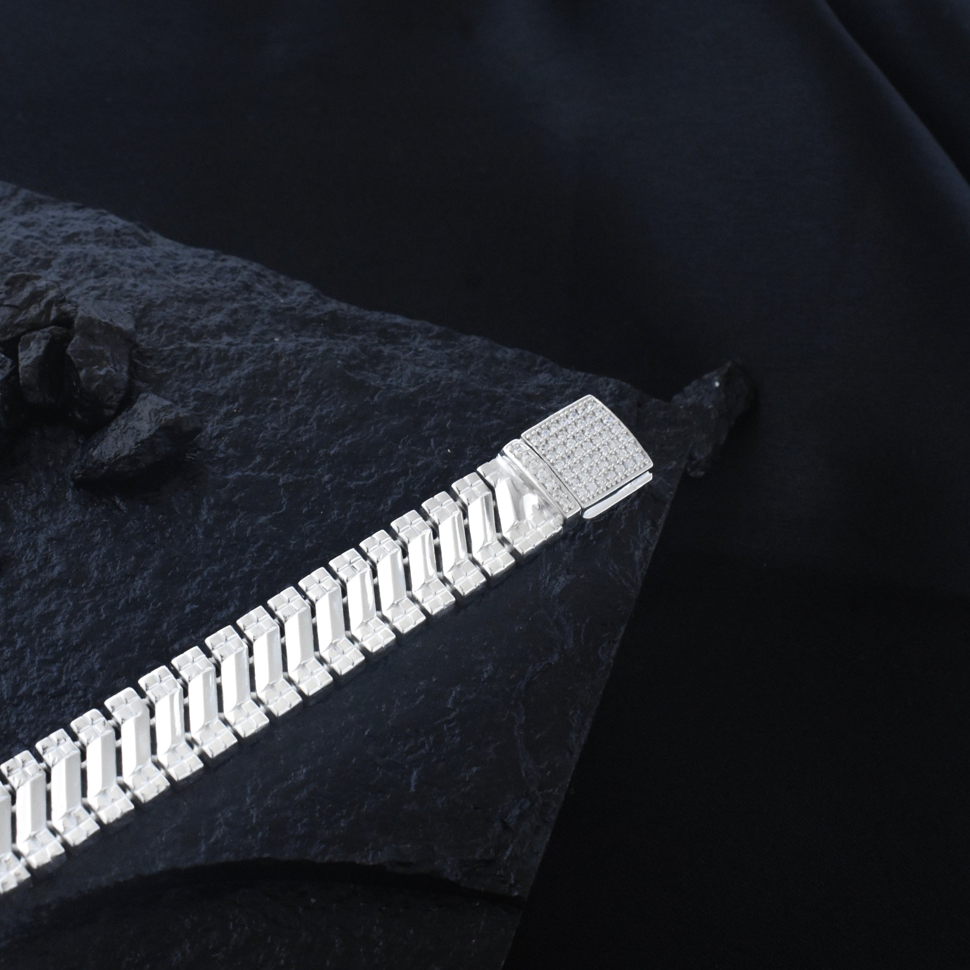 Grid Weave Silver Bracelet