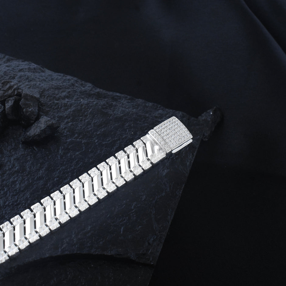 Grid Weave Silver Bracelet