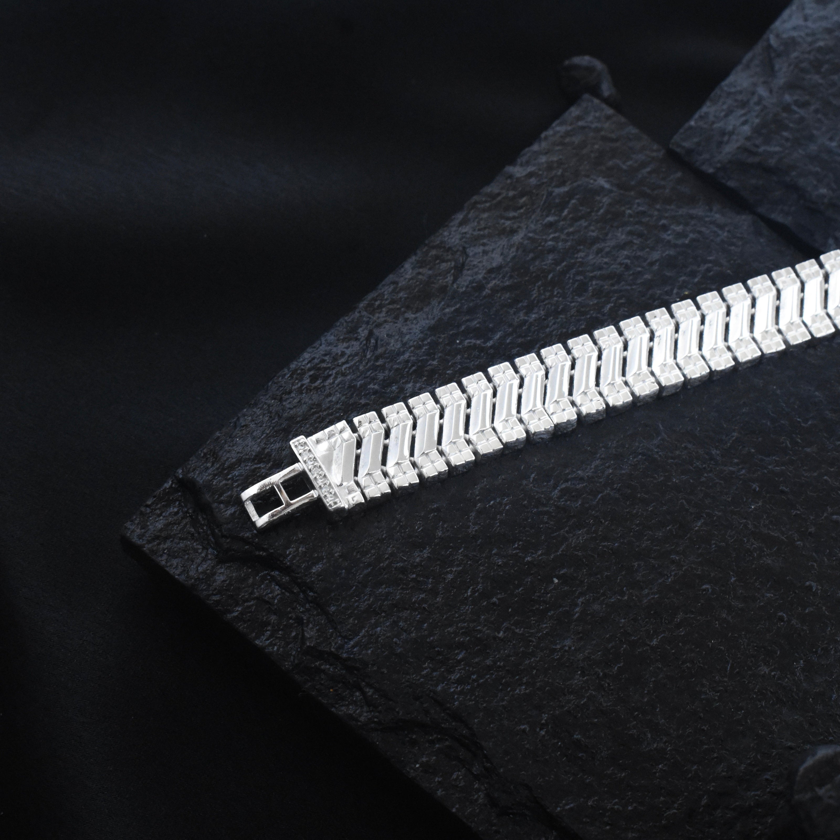 Grid Weave Silver Bracelet