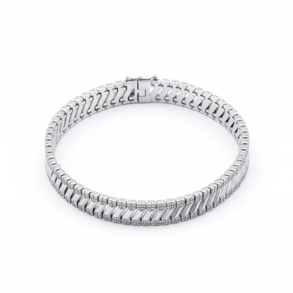 Grid Weave Silver Bracelet