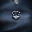 Wide Cuff Baguette Cluster Ring with Pavé Accents