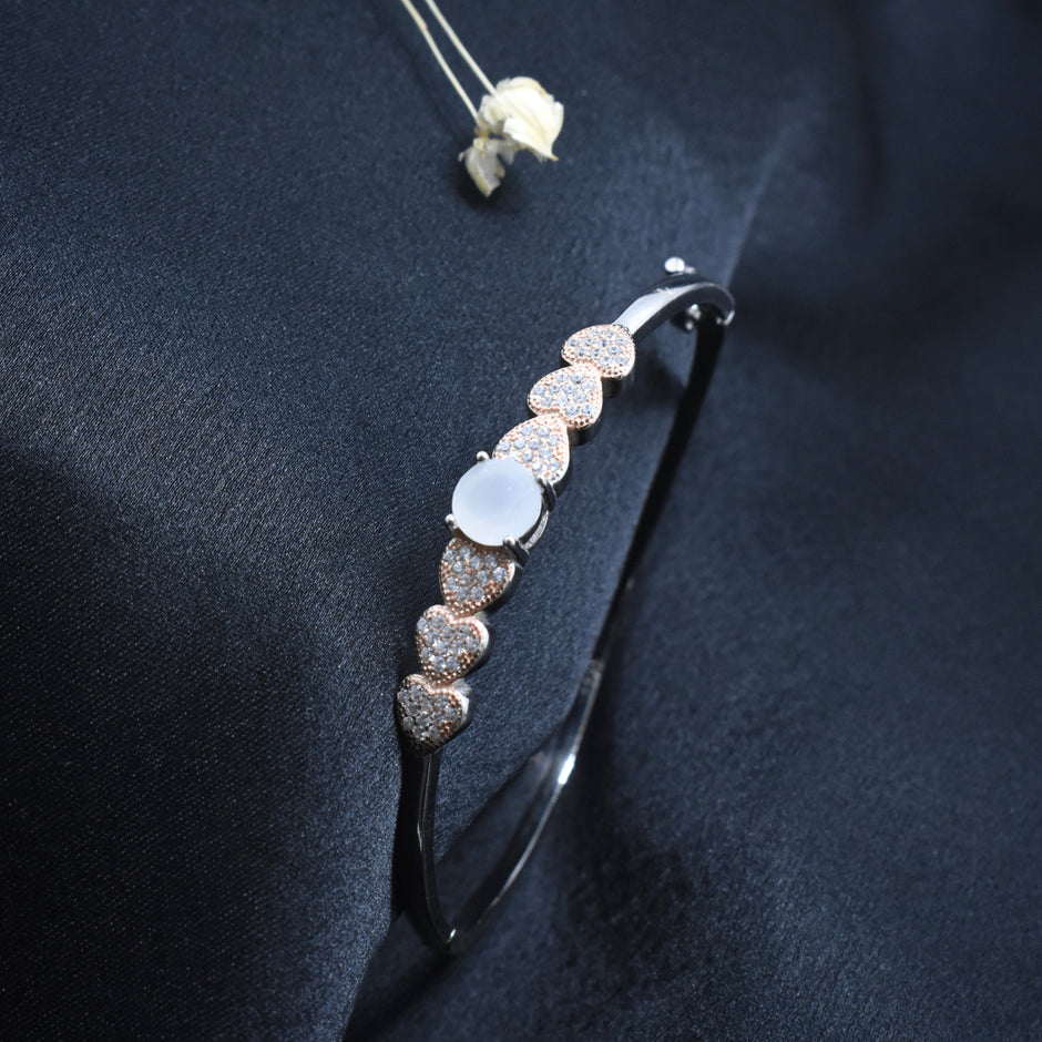 Moonstone Hearts Silver Bracelet