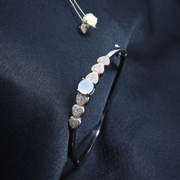 Moonstone Hearts Silver Bracelet