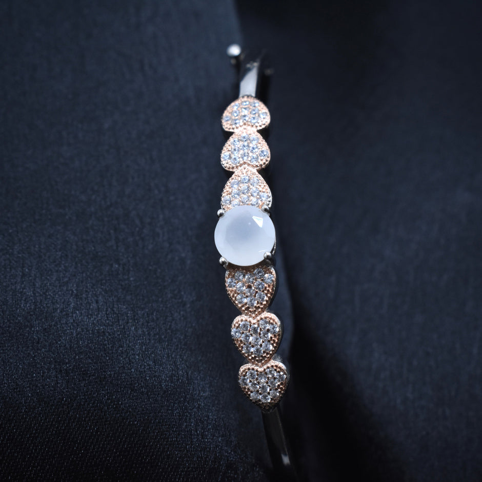 Moonstone Hearts Silver Bracelet