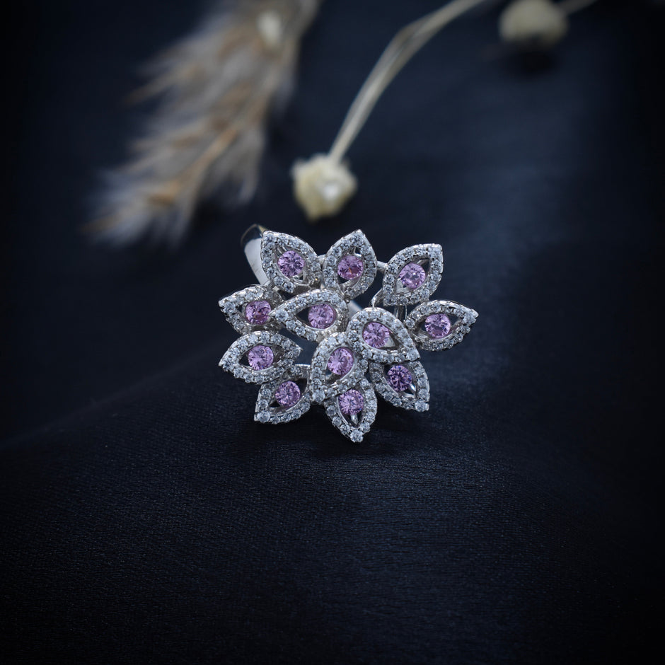 Silver Bloom Flare Cocktail Ring