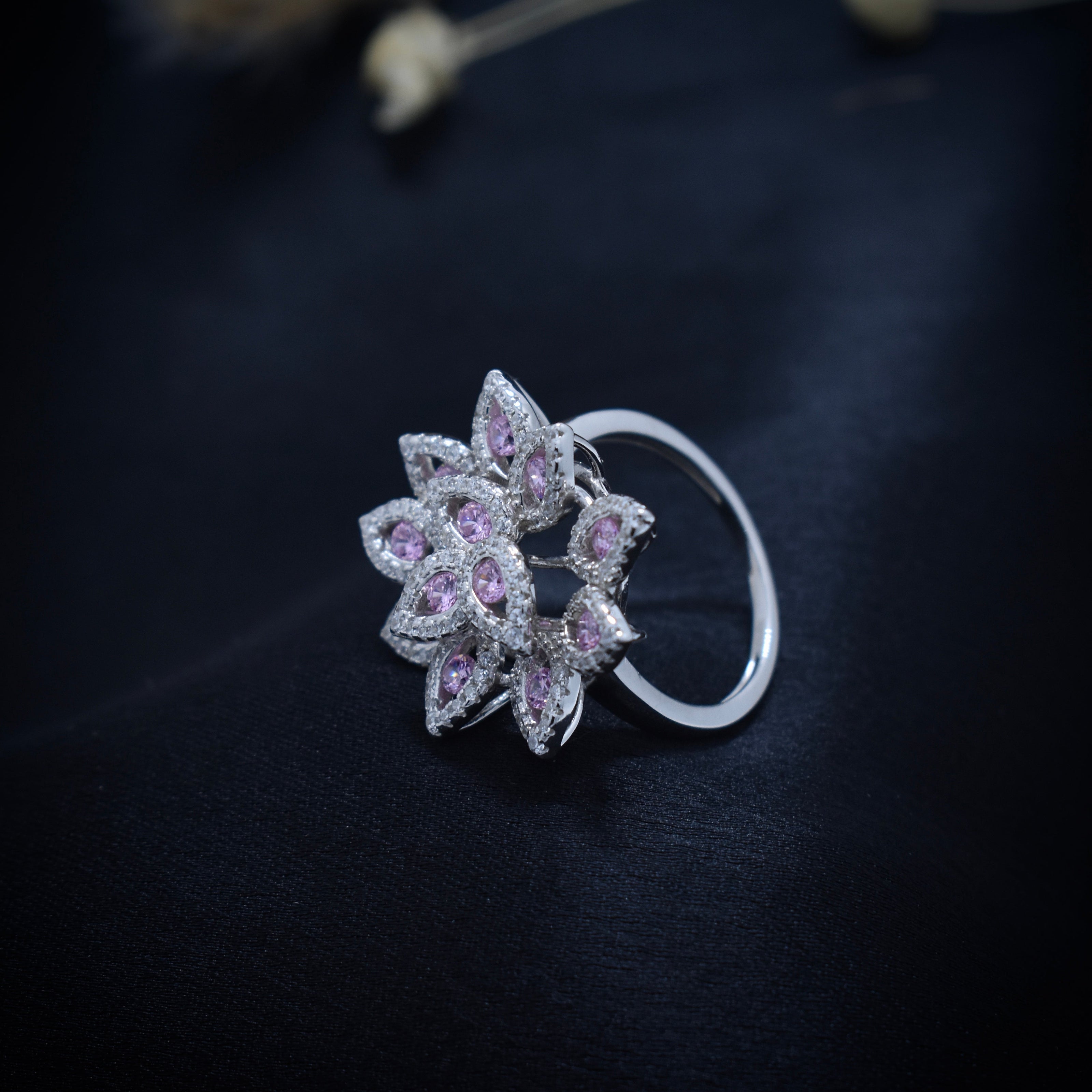 Silver Bloom Flare Cocktail Ring