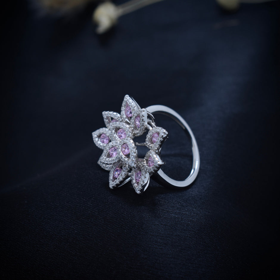 Silver Bloom Flare Cocktail Ring