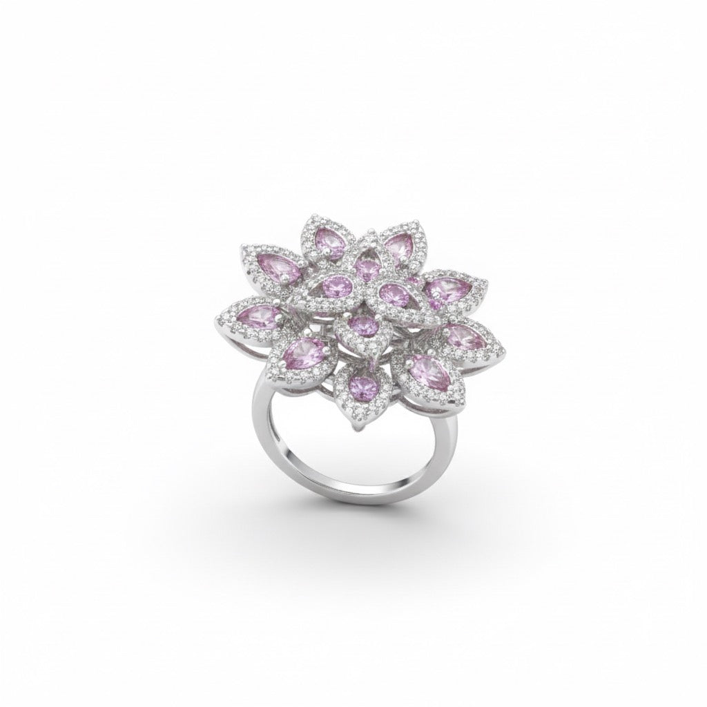 Silver Bloom Flare Cocktail Ring