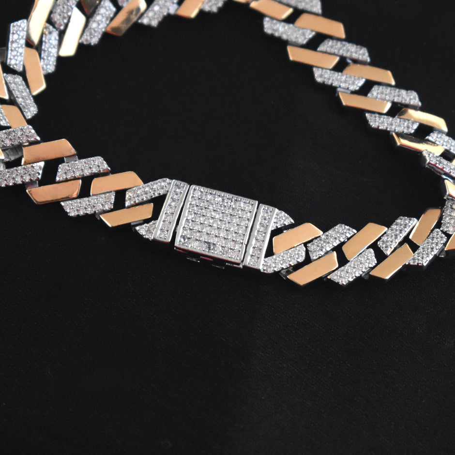 Rectangular CZ Cuban Silver Bracelet