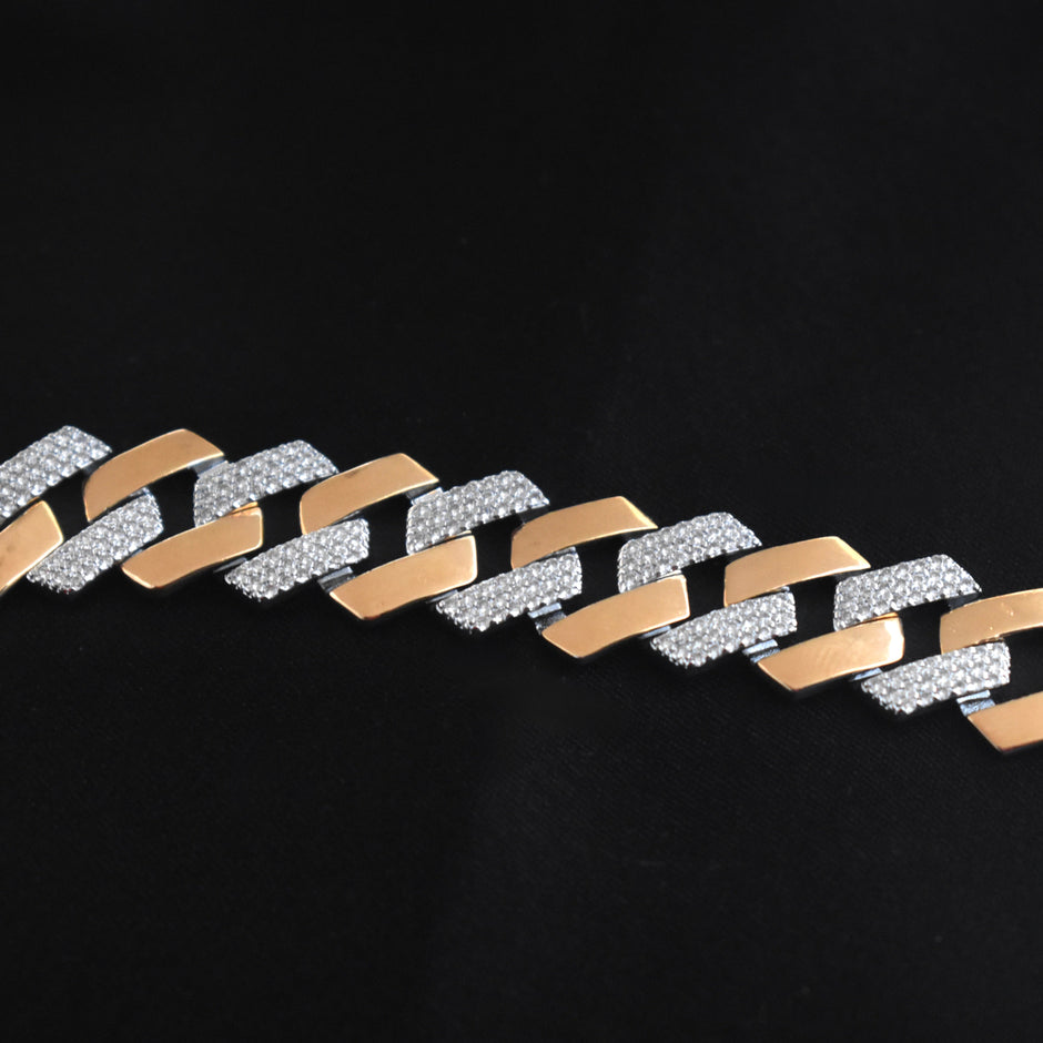 Rectangular CZ Cuban Silver Bracelet