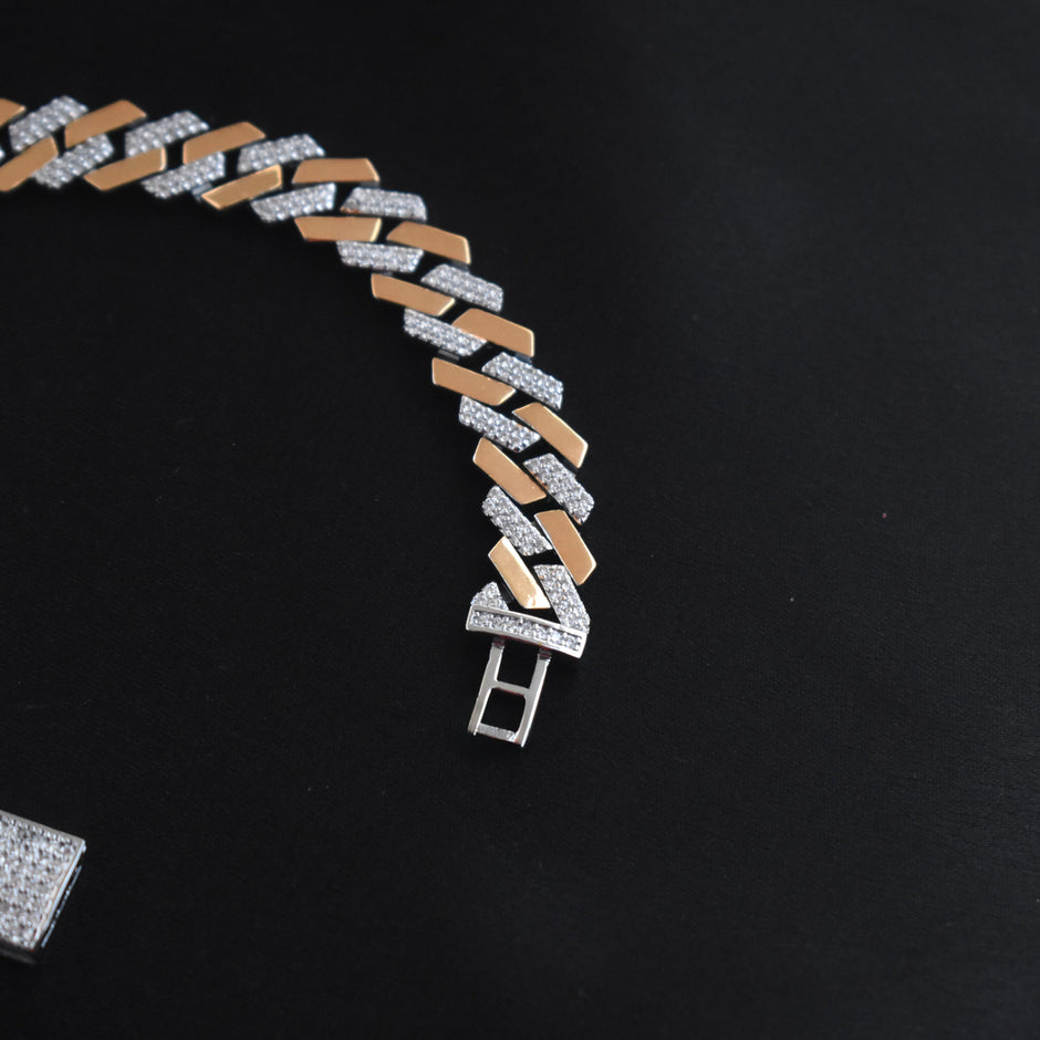 Rectangular CZ Cuban Silver Bracelet