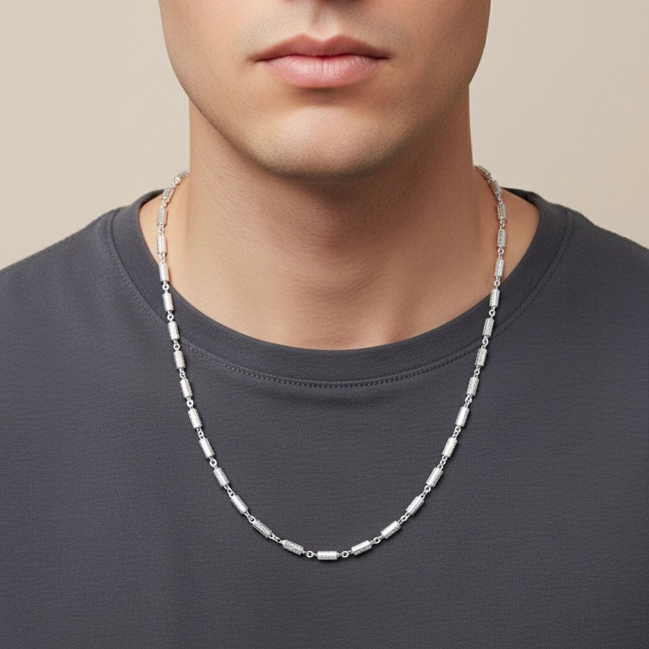 Twisted Oval Segment Silver Unisex Chain