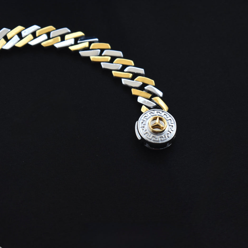Versace Medallion Cuban Silver Bracelet