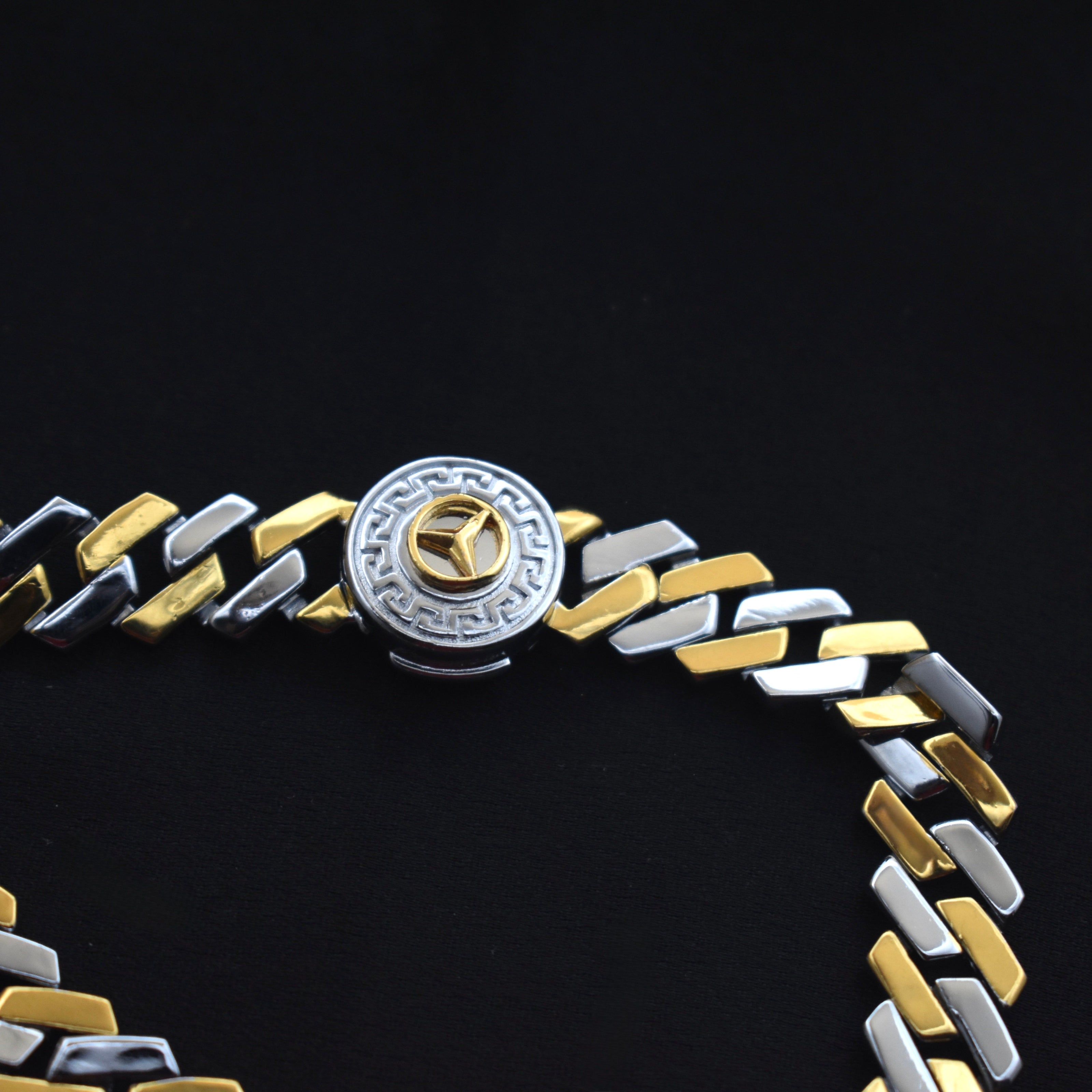 Versace Medallion Cuban Silver Bracelet