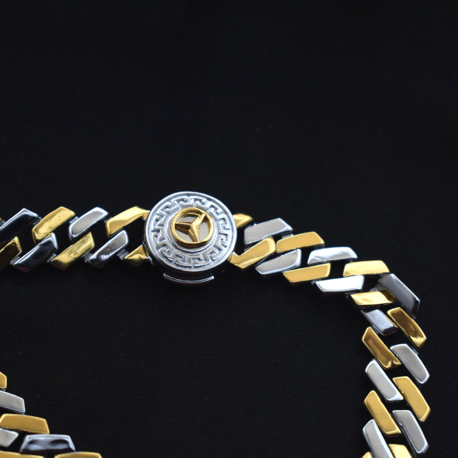 Versace Medallion Cuban Silver Bracelet