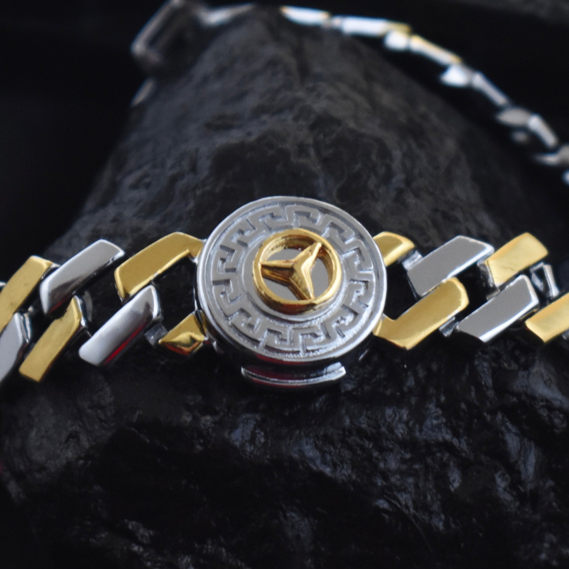 Versace Medallion Cuban Silver Bracelet