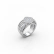 Multi-Band Pavé Cushion Top Ring