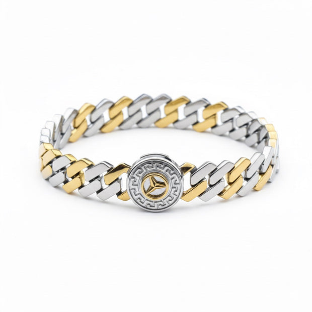 Versace Medallion Cuban Silver Bracelet