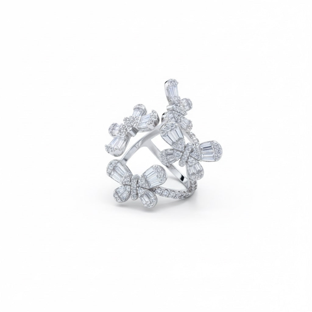 Silver Floral Twin Ring