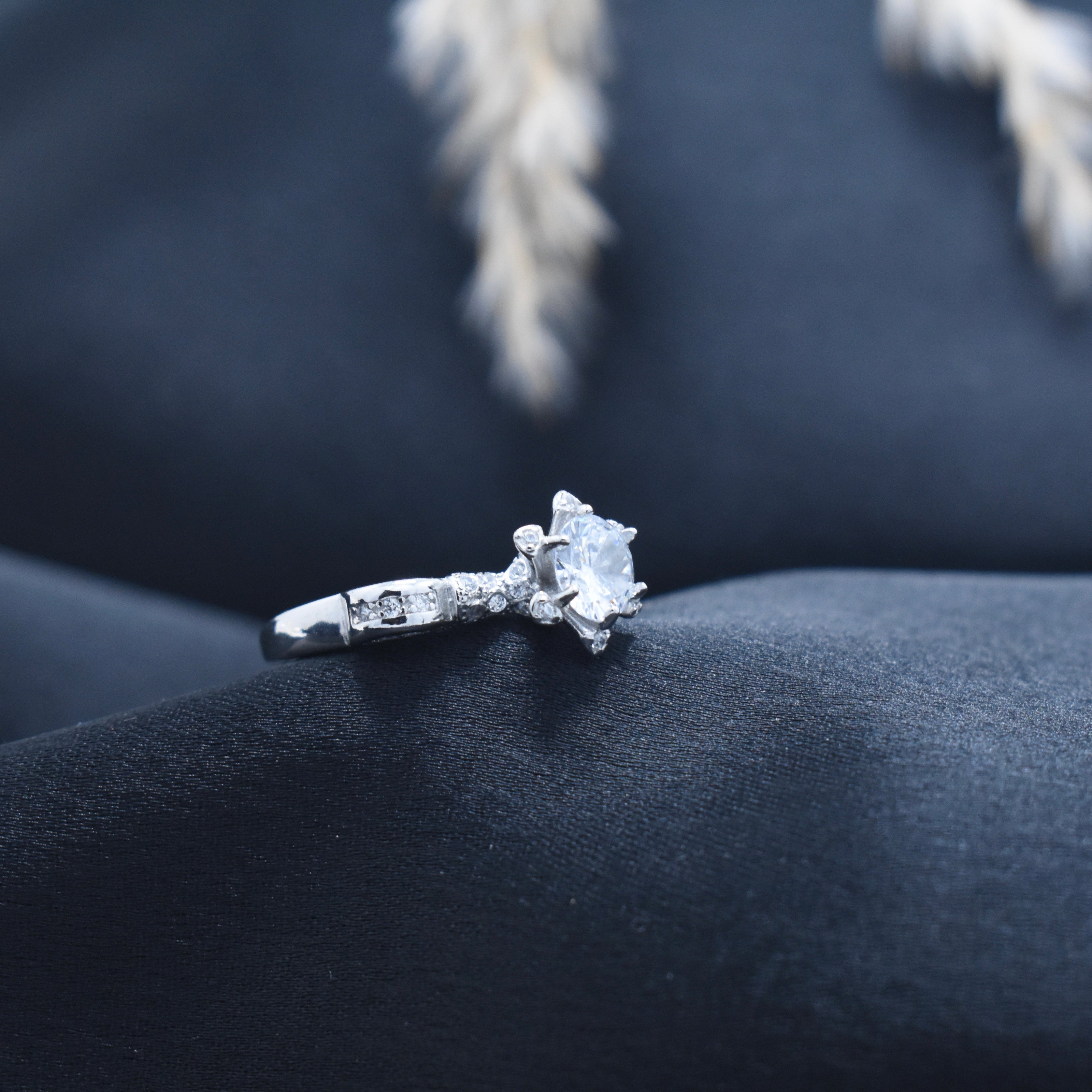 Silver Royal Prong Cluster Ring
