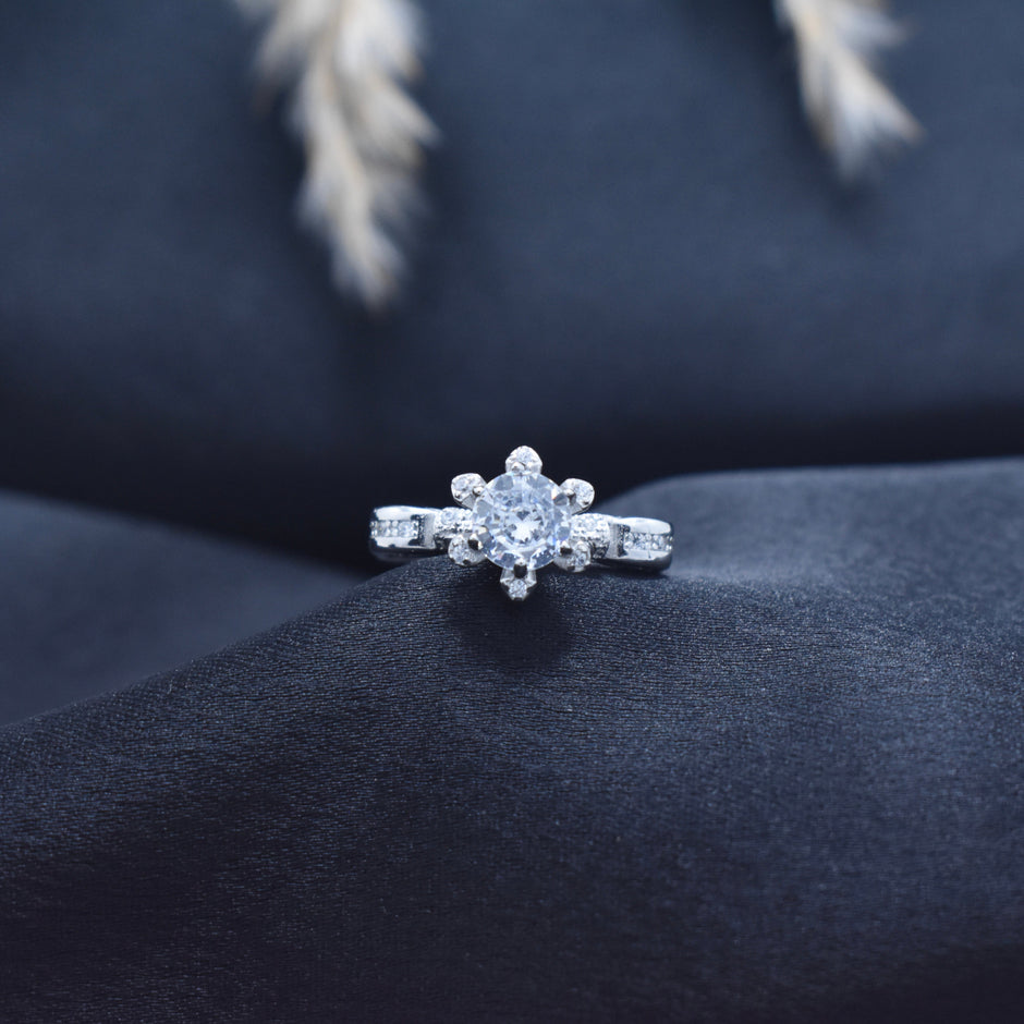 Silver Royal Prong Cluster Ring