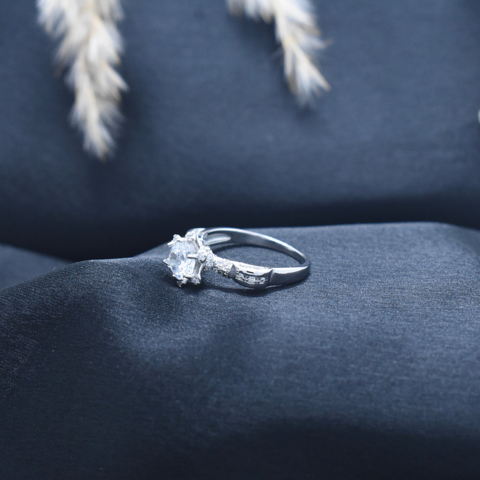 Silver Royal Prong Cluster Ring