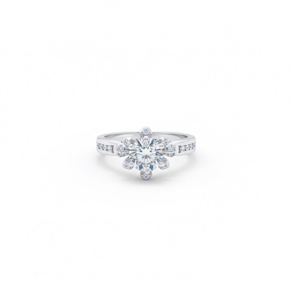 Silver Royal Prong Cluster Ring