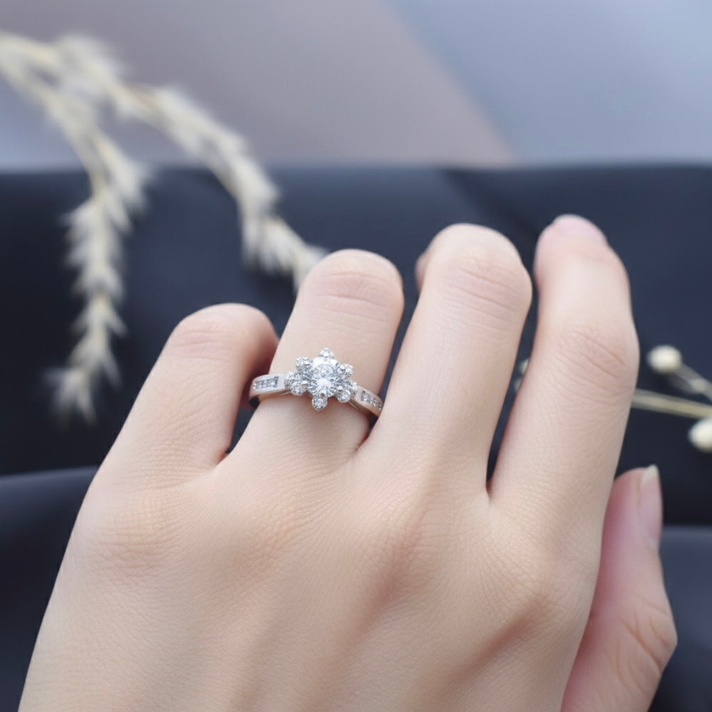 Silver Royal Prong Cluster Ring