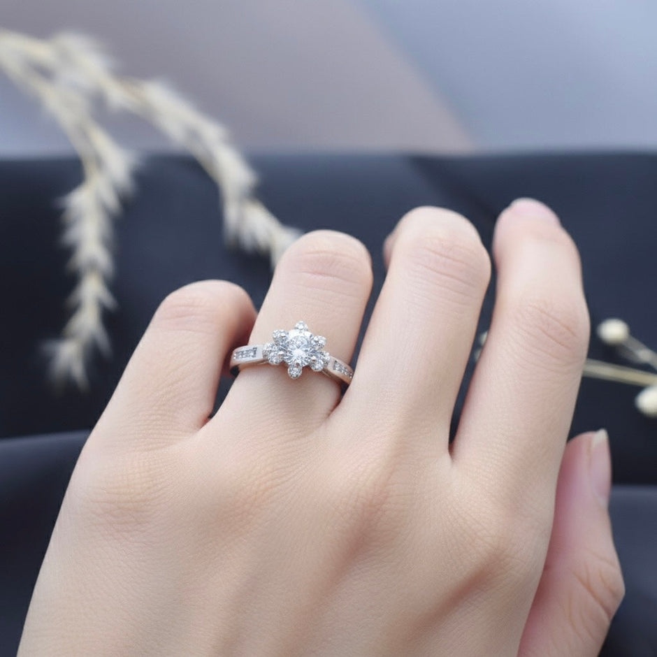 Silver Royal Prong Cluster Ring