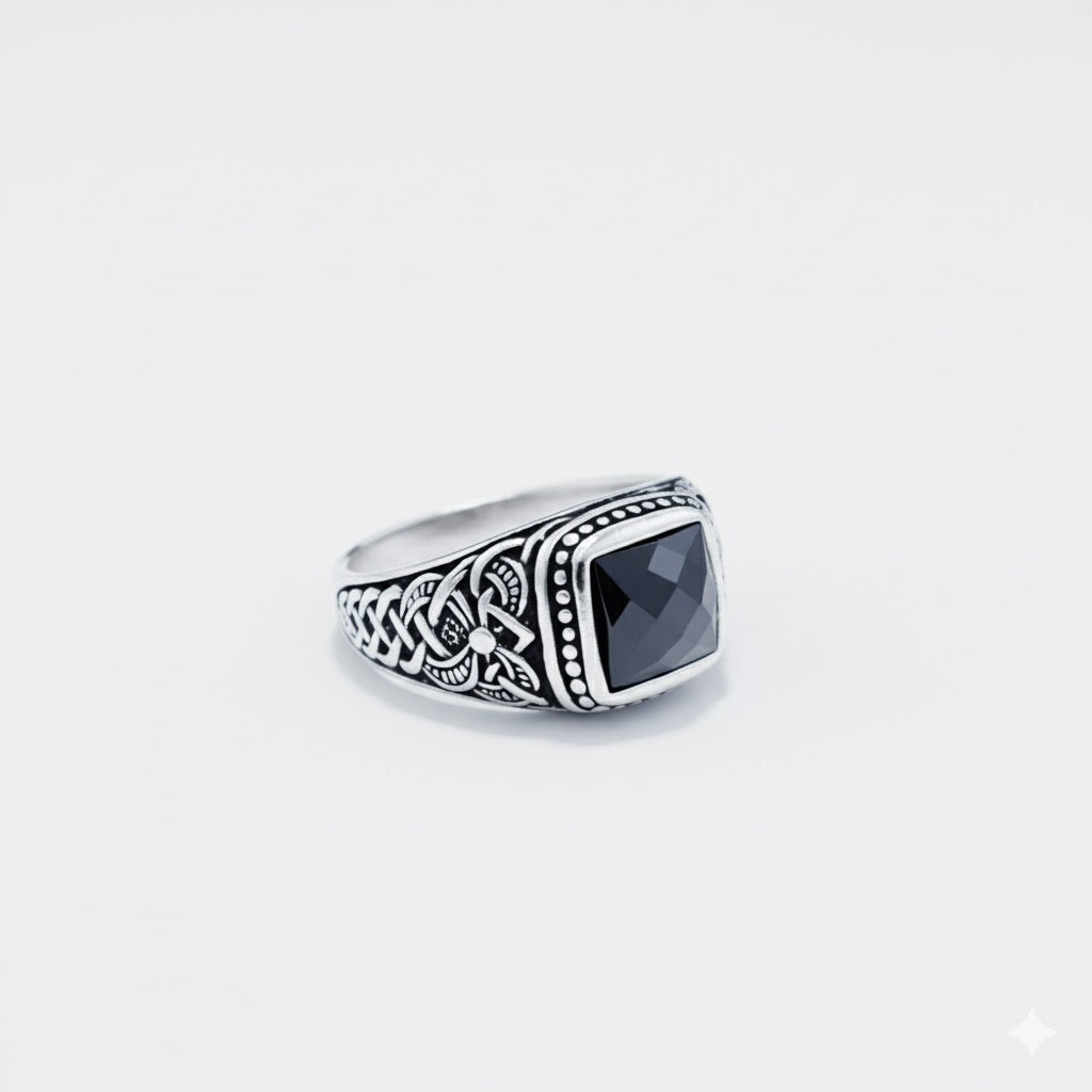 Sultan Square Onyx Turkish Signet Ring