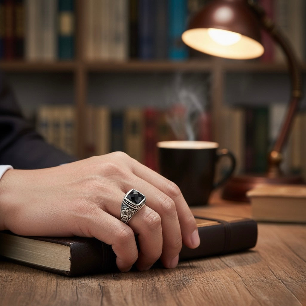 Sultan Square Onyx Turkish Signet Ring