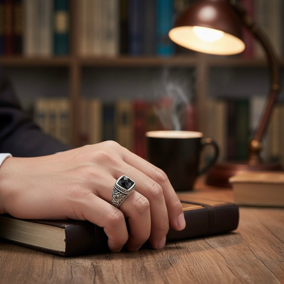 Sultan Square Onyx Turkish Signet Ring