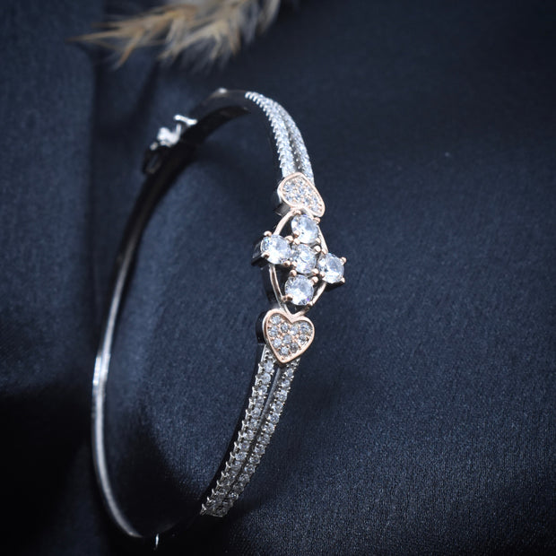 Crystal Heart Silver Bracelet