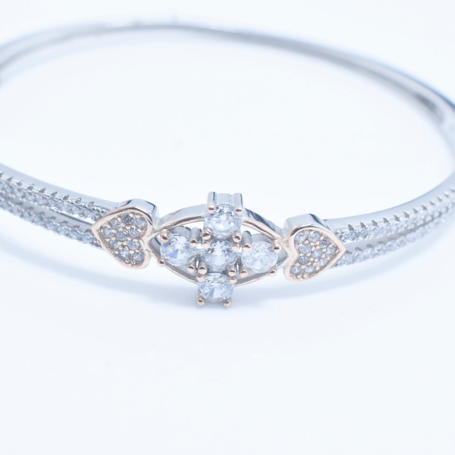 Crystal Heart Silver Bracelet