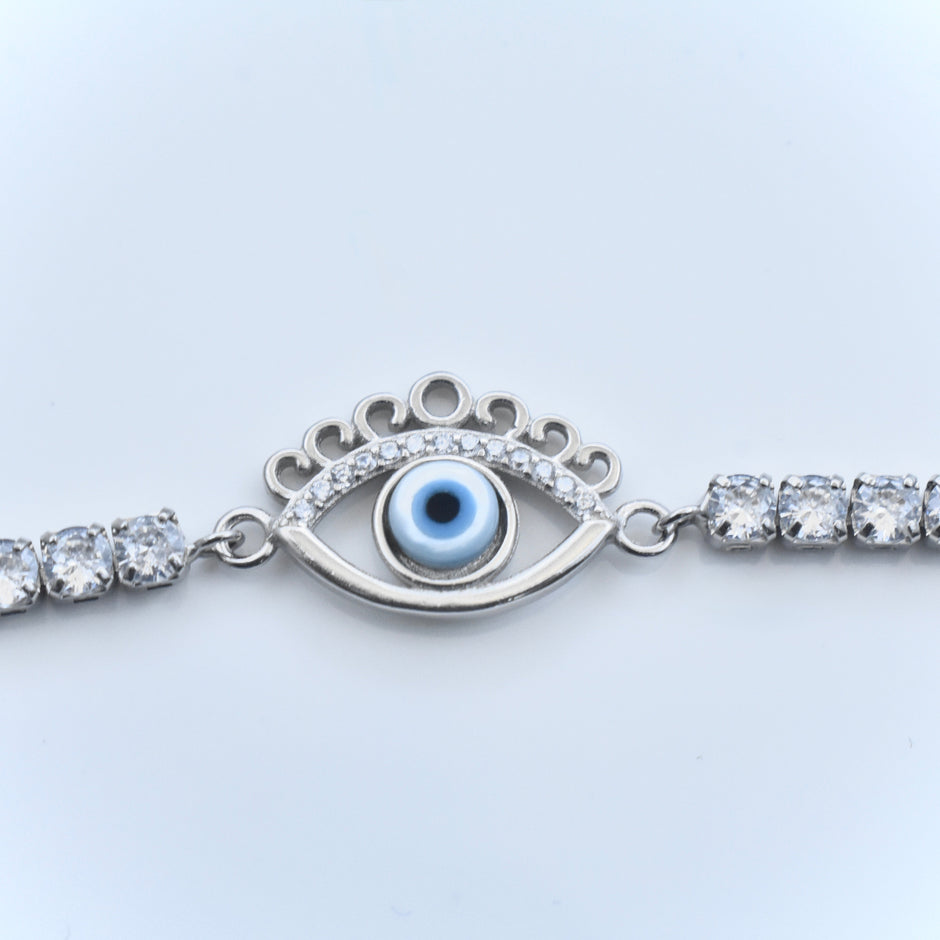 Evil Eye Charm Silver Bracelet