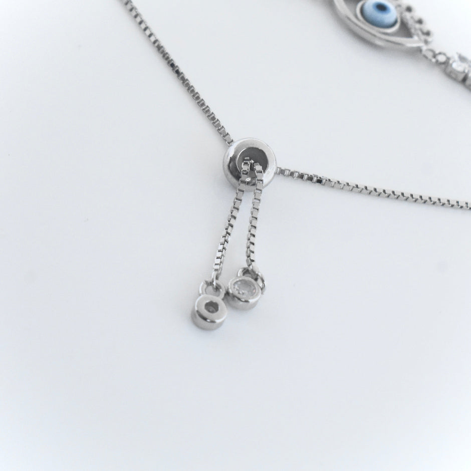 Evil Eye Charm Silver Bracelet