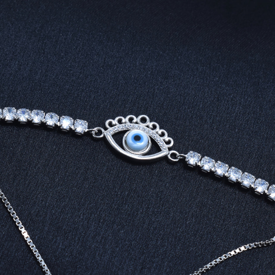 Evil Eye Charm Silver Bracelet