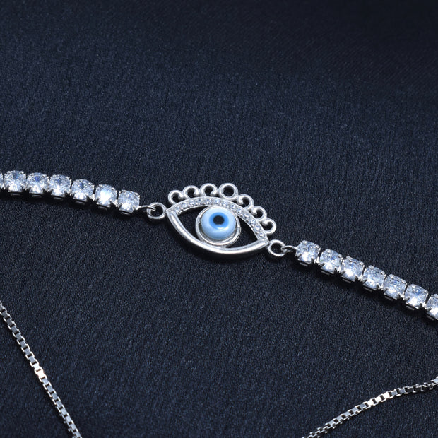 Evil Eye Charm Silver Bracelet
