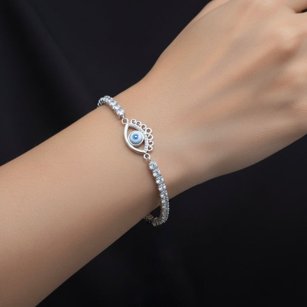 Evil Eye Charm Silver Bracelet