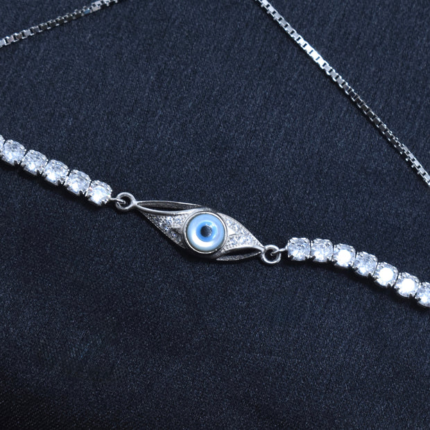 Central Evil Eye silver bracelet