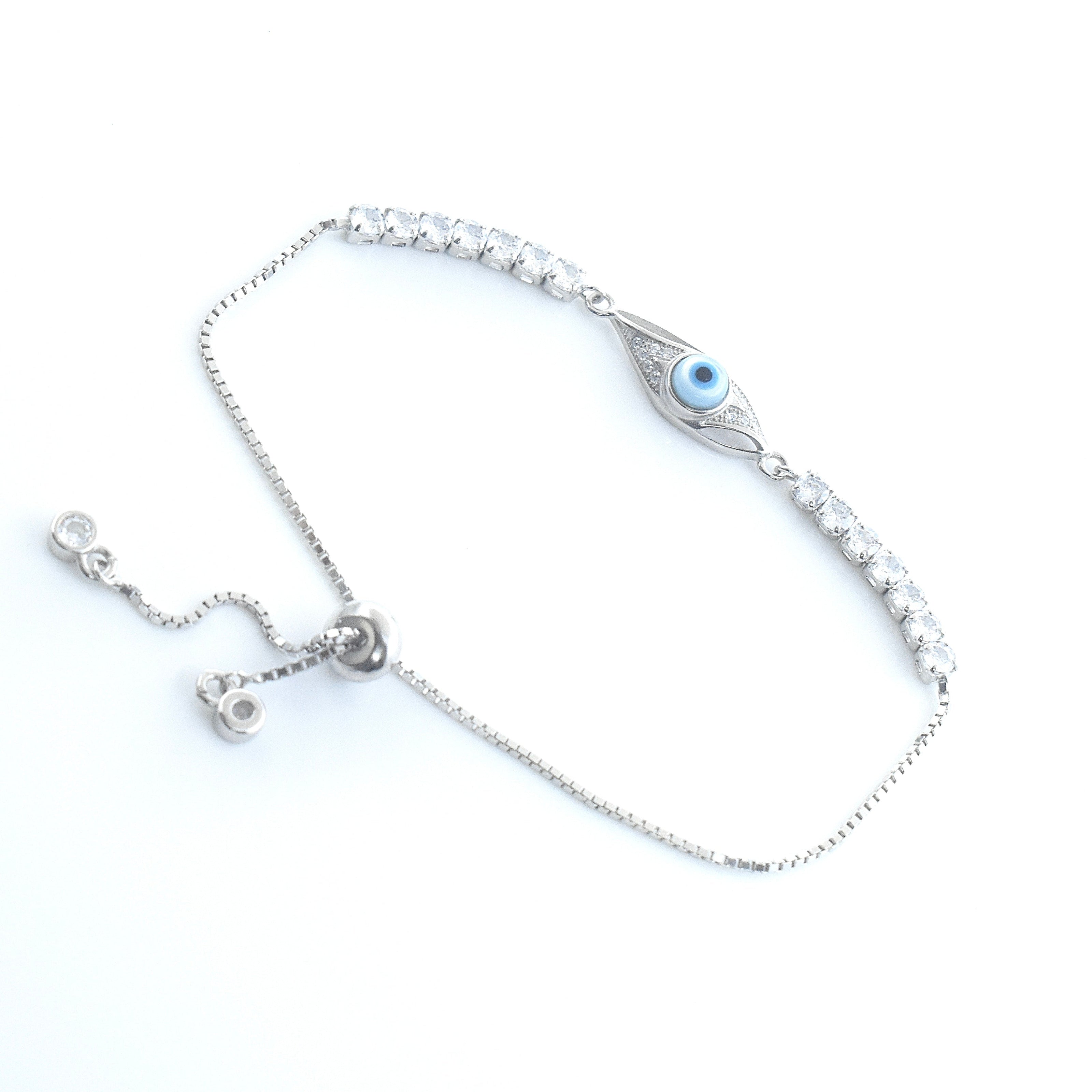 Central Evil Eye silver bracelet