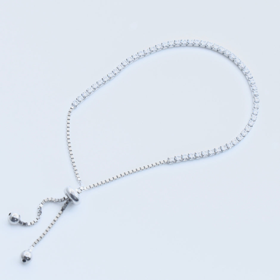 Crystal Tennis Silver Bracelet